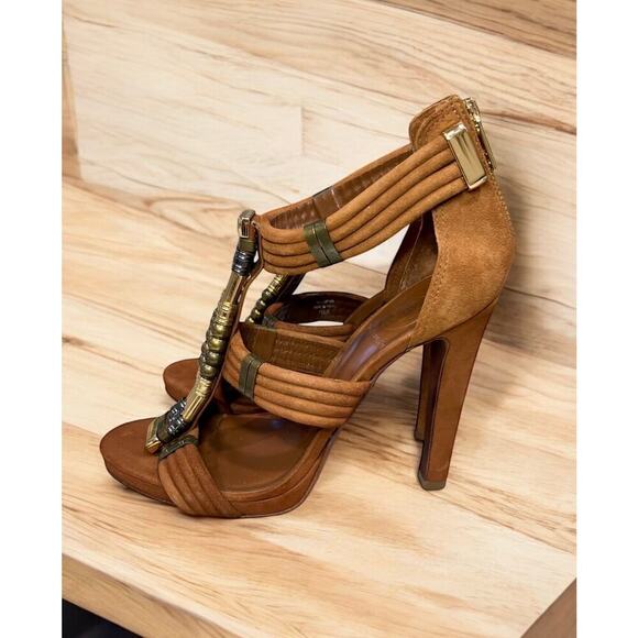 Tory Burch Carla Beaded Metallic Suede Pump Shoe Size 7.5M - Picture 1 of 8